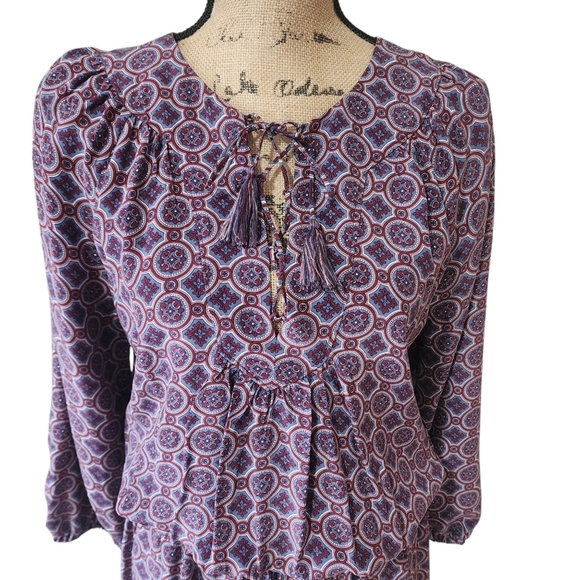 NWT Joie 100% Silk Geometric Purple Patterned Mini Dress - Medium - Picture 4 of 10